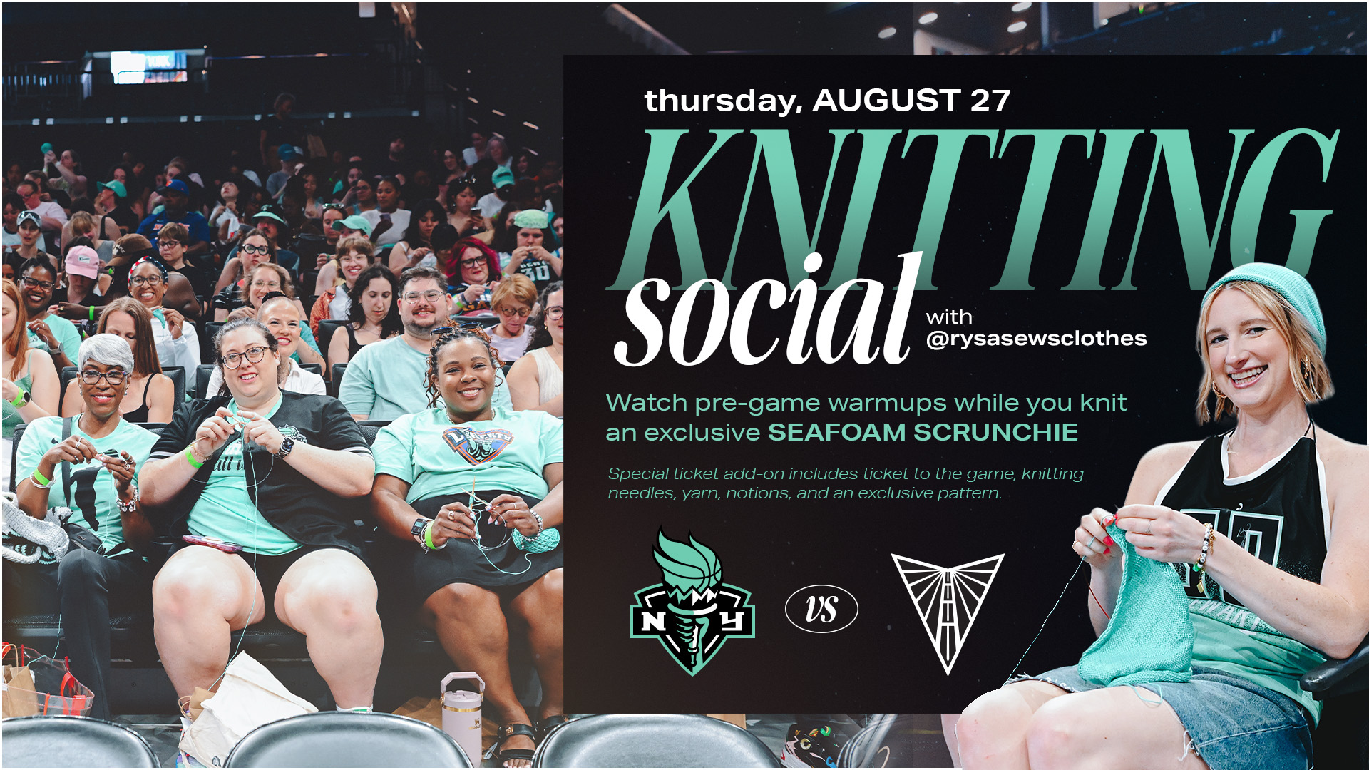 New York Liberty Knitting Social campaign bringing knitting fans together for basketball